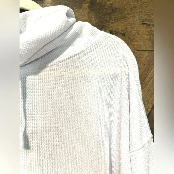 NWT Mono B White Waffle Knit Cowl Neck Pull Over Top - Picture 8 of 12